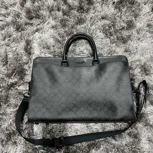Coach Briefcase black signature with ox blood interior and lining